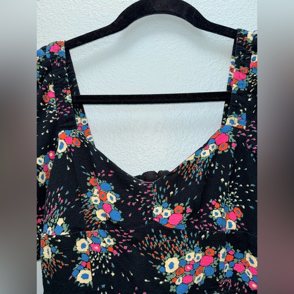 Anthropologie Black and Multicolor Floral Midi Dress - Size 6 - Picture 7 of 11